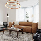 Modern Brown Blended Leather Sofa - 89.8W x 38.2D x 27.2H