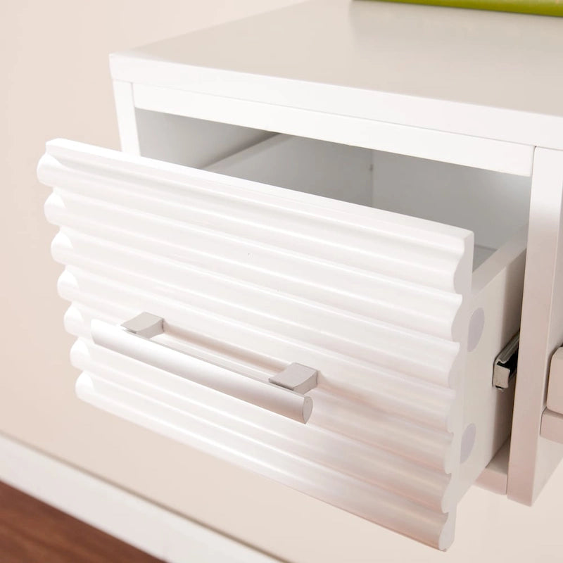 Modern White 2-drawer Floating Wall-mount Desk