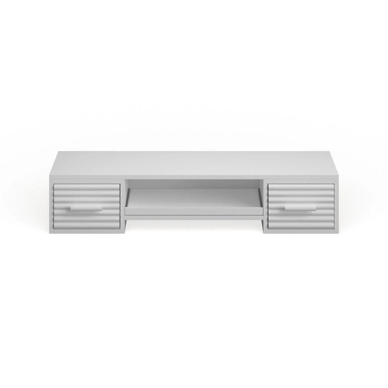 Modern White 2-drawer Floating Wall-mount Desk