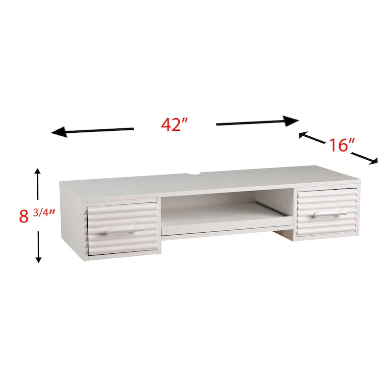 Modern White 2-drawer Floating Wall-mount Desk