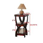 Side End Table with Curved Legs and Storage Shelfs, Espresso