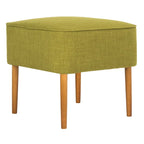 Mid-Century Green Linen Blend Ottoman