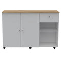Kitchen Island Cart for Kitchen, Dining Room,White / Light Oak