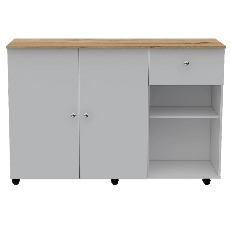 Kitchen Island Cart for Kitchen, Dining Room,White / Light Oak