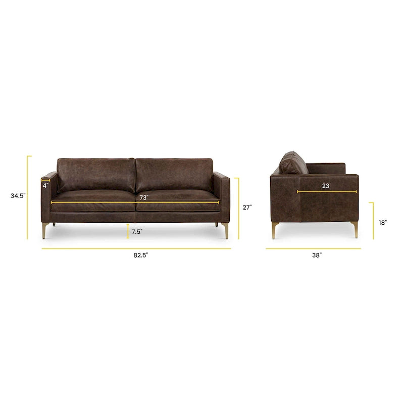 82.5 Sofa - Full Grain Genuine Leather
