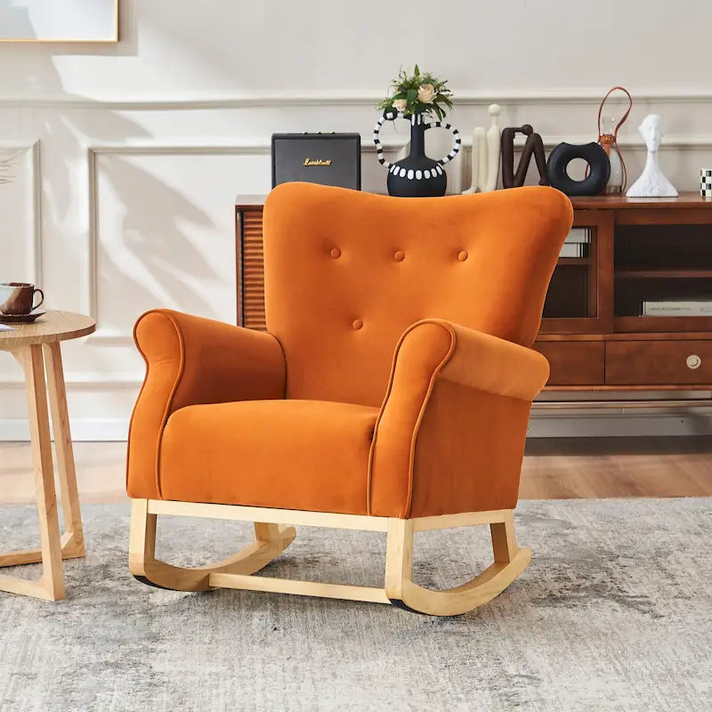 High Back Rocking Chair with Tufted Back