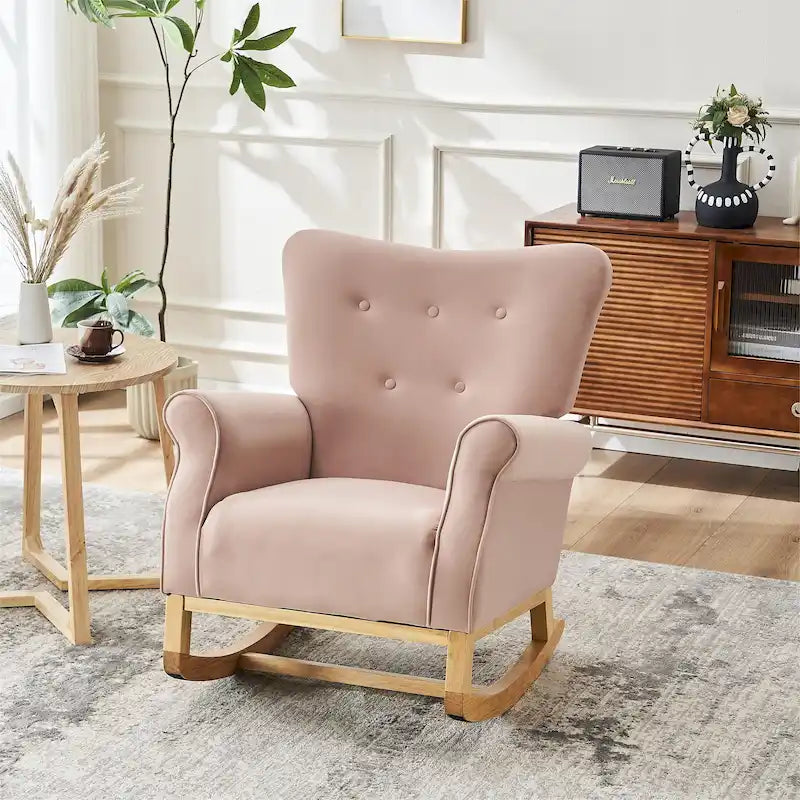 High Back Rocking Chair with Tufted Back