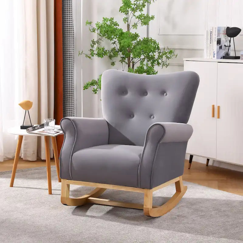 High Back Rocking Chair with Tufted Back