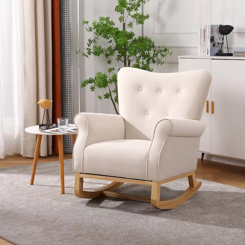 High Back Rocking Chair with Tufted Back