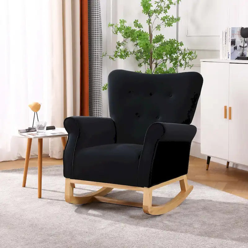 High Back Rocking Chair with Tufted Back