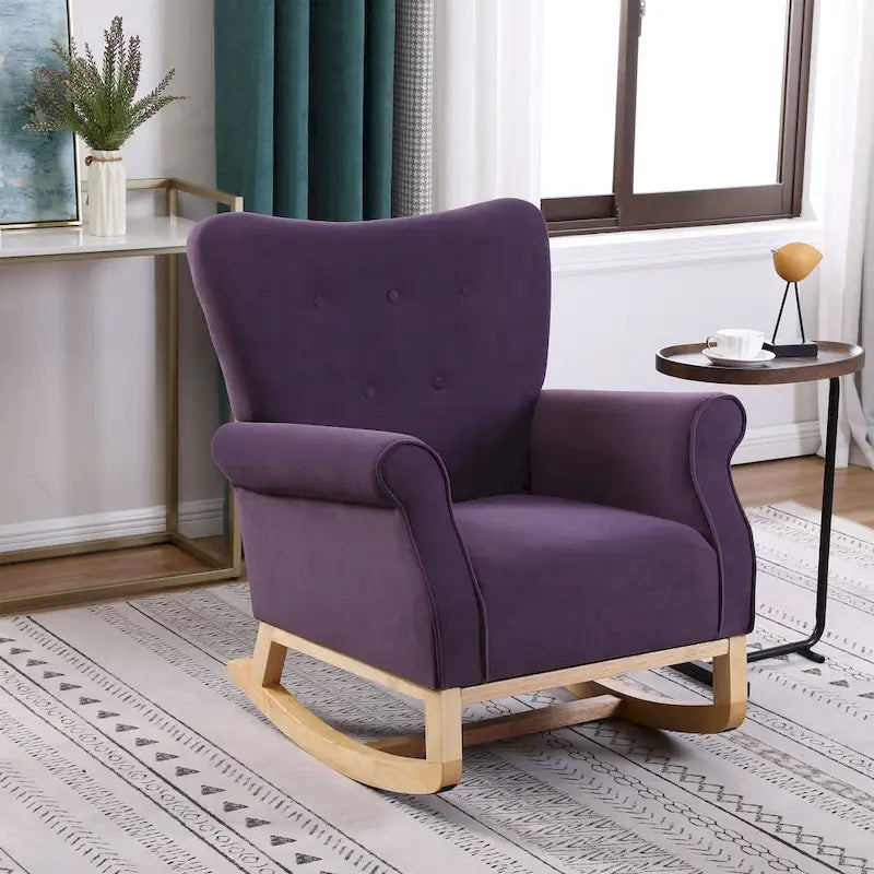 High Back Rocking Chair with Tufted Back