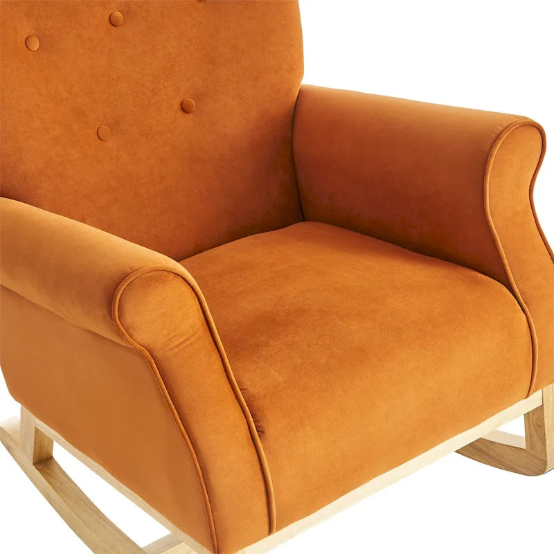 High Back Rocking Chair with Tufted Back