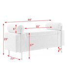 Upholstered Velvet Storage Bench with Cylindrical Arms