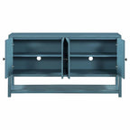 Elegant Retro Console Table with Mirrored Doors, Spacious Shelves and Durable Acacia Wood Legs