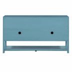 Elegant Retro Console Table with Mirrored Doors, Spacious Shelves and Durable Acacia Wood Legs