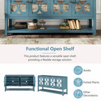 Elegant Retro Console Table with Mirrored Doors, Spacious Shelves and Durable Acacia Wood Legs