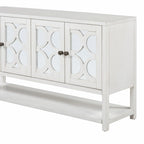 Elegant Retro Console Table with Mirrored Doors, Spacious Shelves and Durable Acacia Wood Legs