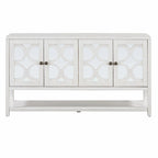 Elegant Retro Console Table with Mirrored Doors, Spacious Shelves and Durable Acacia Wood Legs