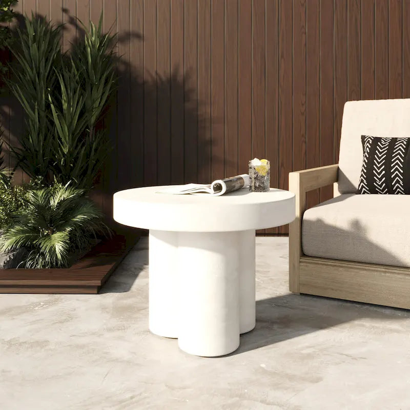Modern White Concrete End Table