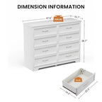 3 Drawer Bedroom Chest of Drawers with 8 Drawers Dresser,Clothes Organizer -Metal Pulls,47.6L x 15.7W x 36.7H
