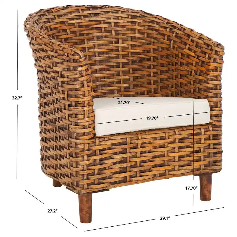 Home Rattan Barrel Chair - 29Wx27Dx33H